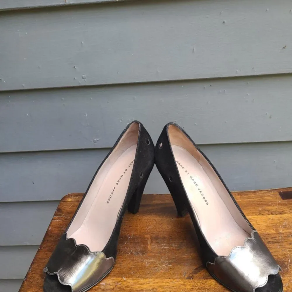Marc by Marc Jacobs Black Dot Suede Heels size 37